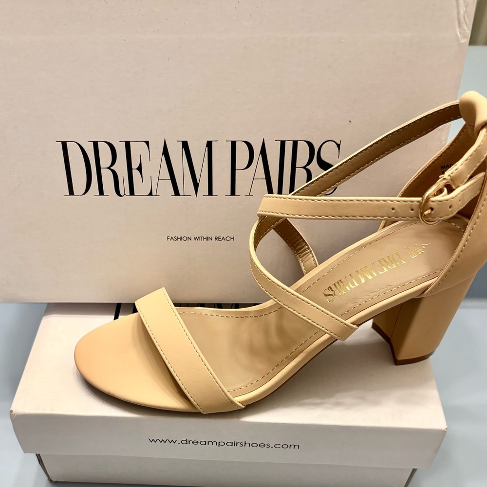 Dream Pairs Women's Cream Strappy Heels